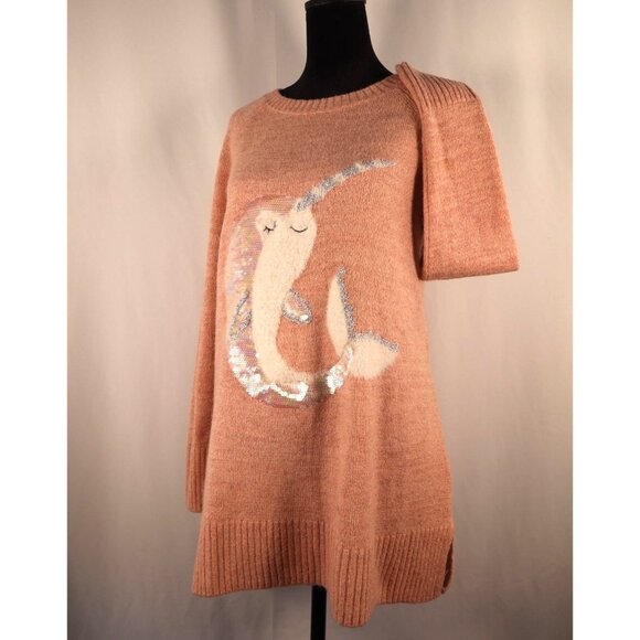 Lauren Conrad Women's Narwhal Sweater Pink Sequin Embellished Knit Size Small - Picture 6 of 16